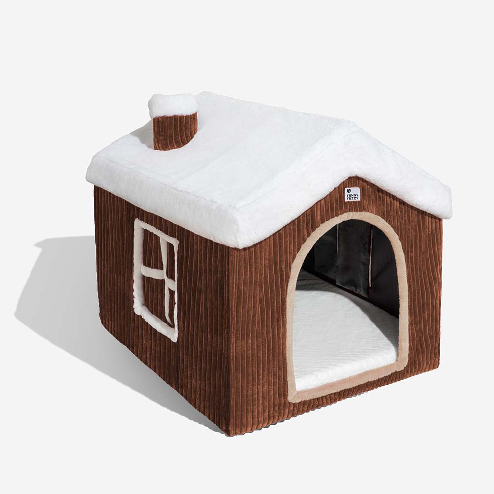 Casa de nieve navideña acogedora calidez gran casa de perros
