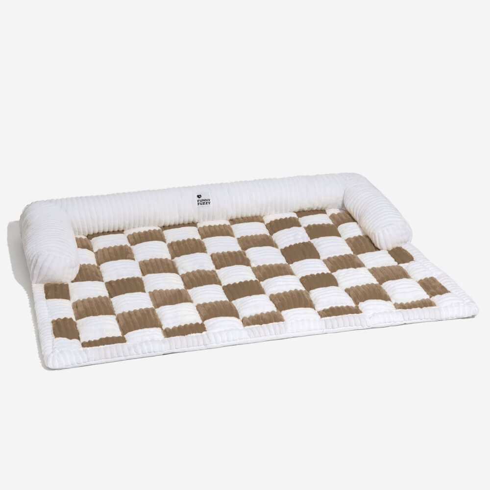 Cubierta protector de muebles para perros acogedores a cuadros de crema cuadrado