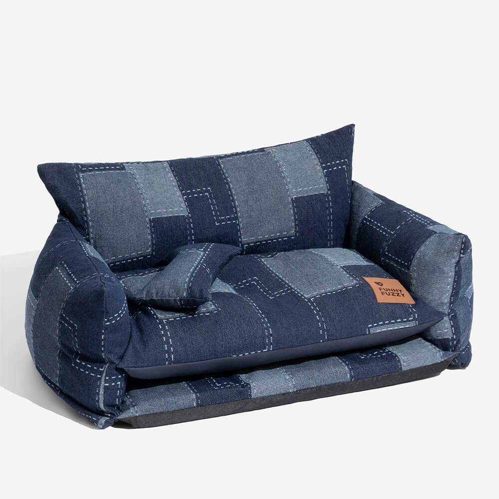 Cama de sofá de doble capa de estilo de mosaico de mezclilla