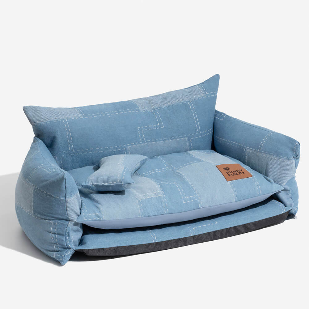 Cama de sofá de doble capa de estilo de mosaico de mezclilla