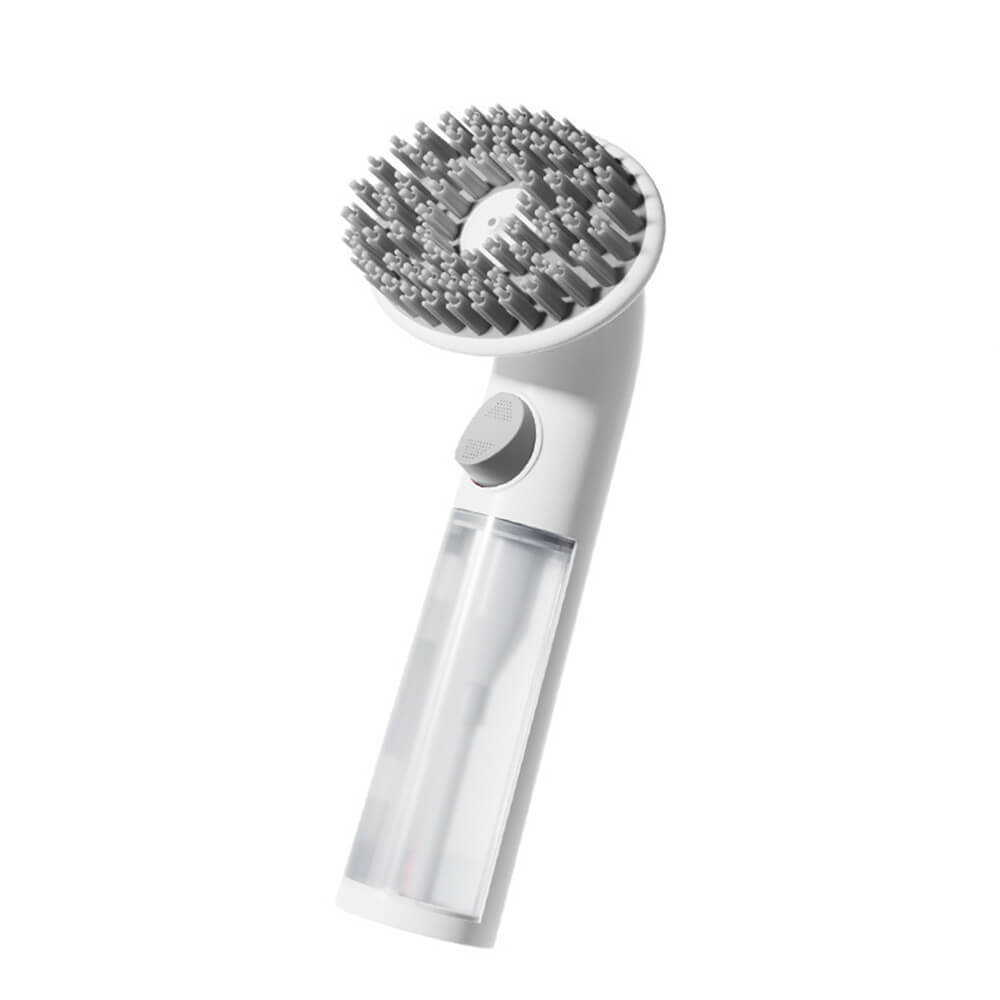 Dispensador de champú 2 en 1 y cepillo de baño para perros con masajeador