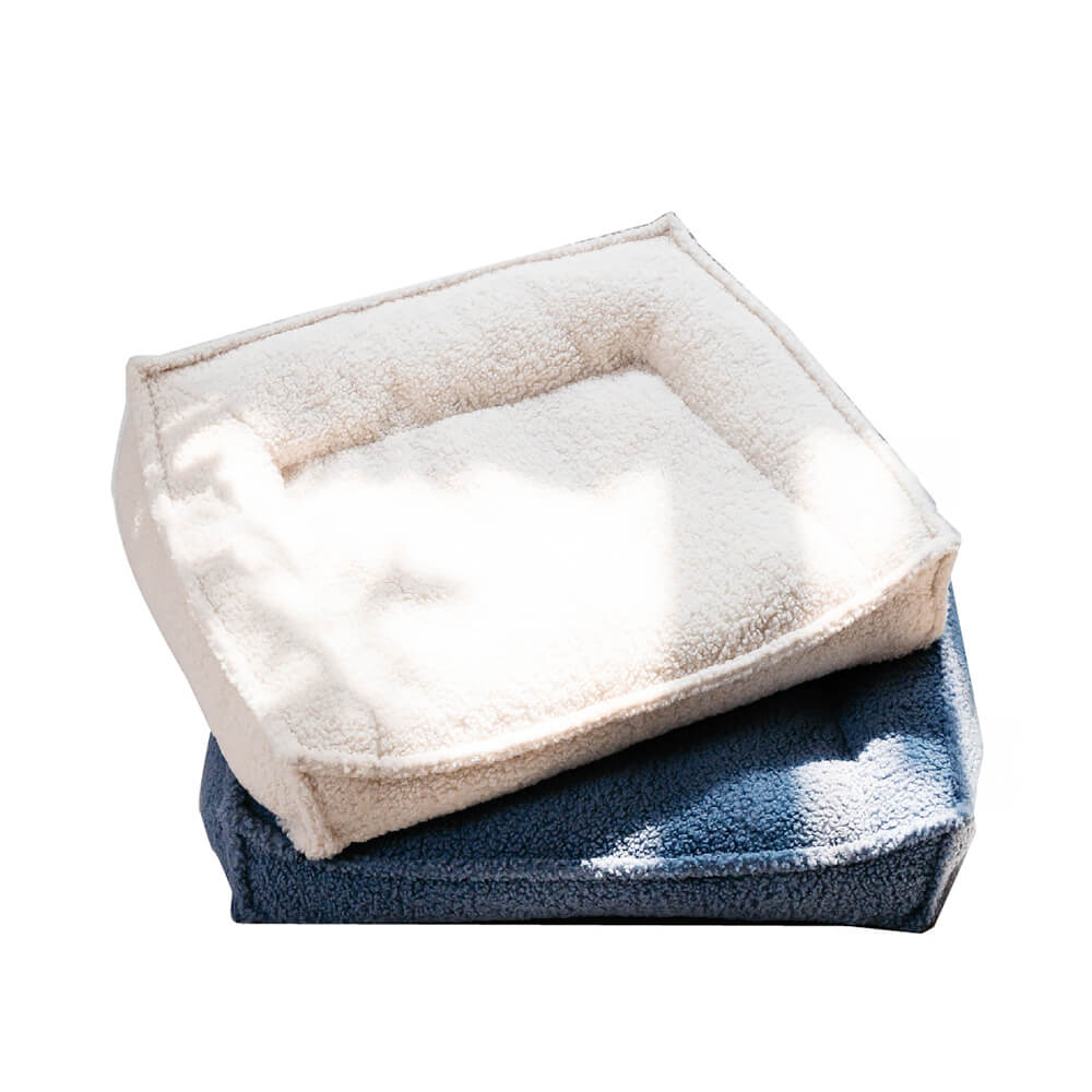 Cama impermeable para perros y gatos con soporte curvo y tela Teddy