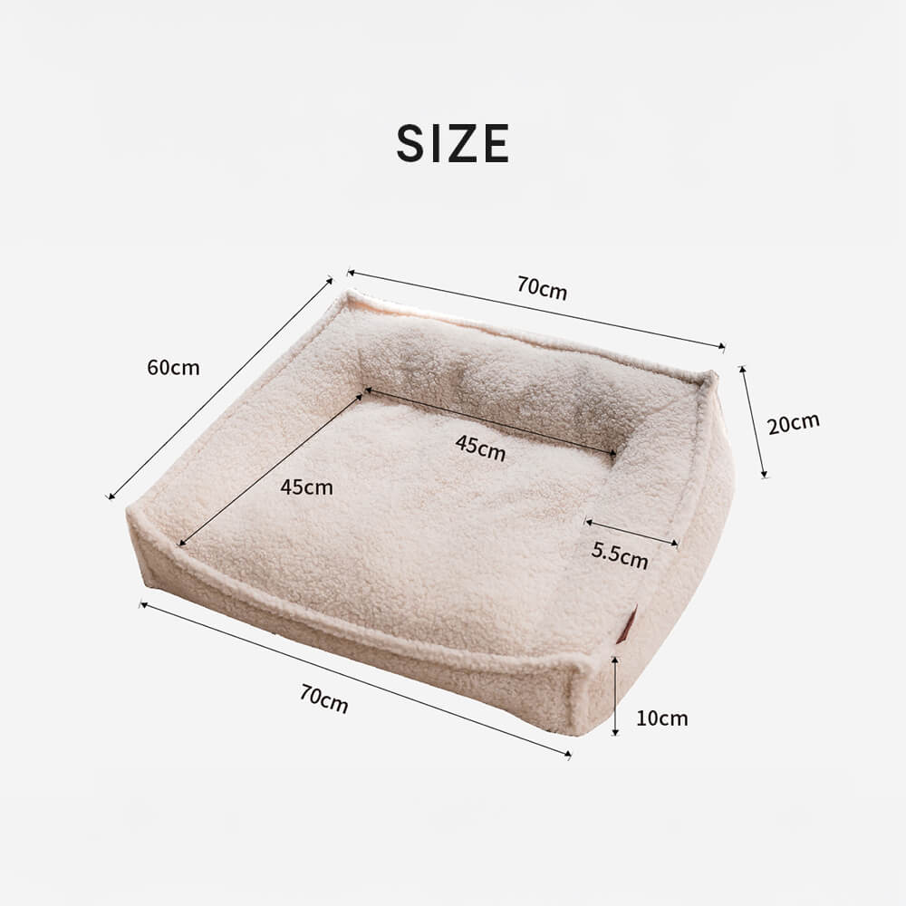 Cama impermeable para perros y gatos con soporte curvo y tela Teddy