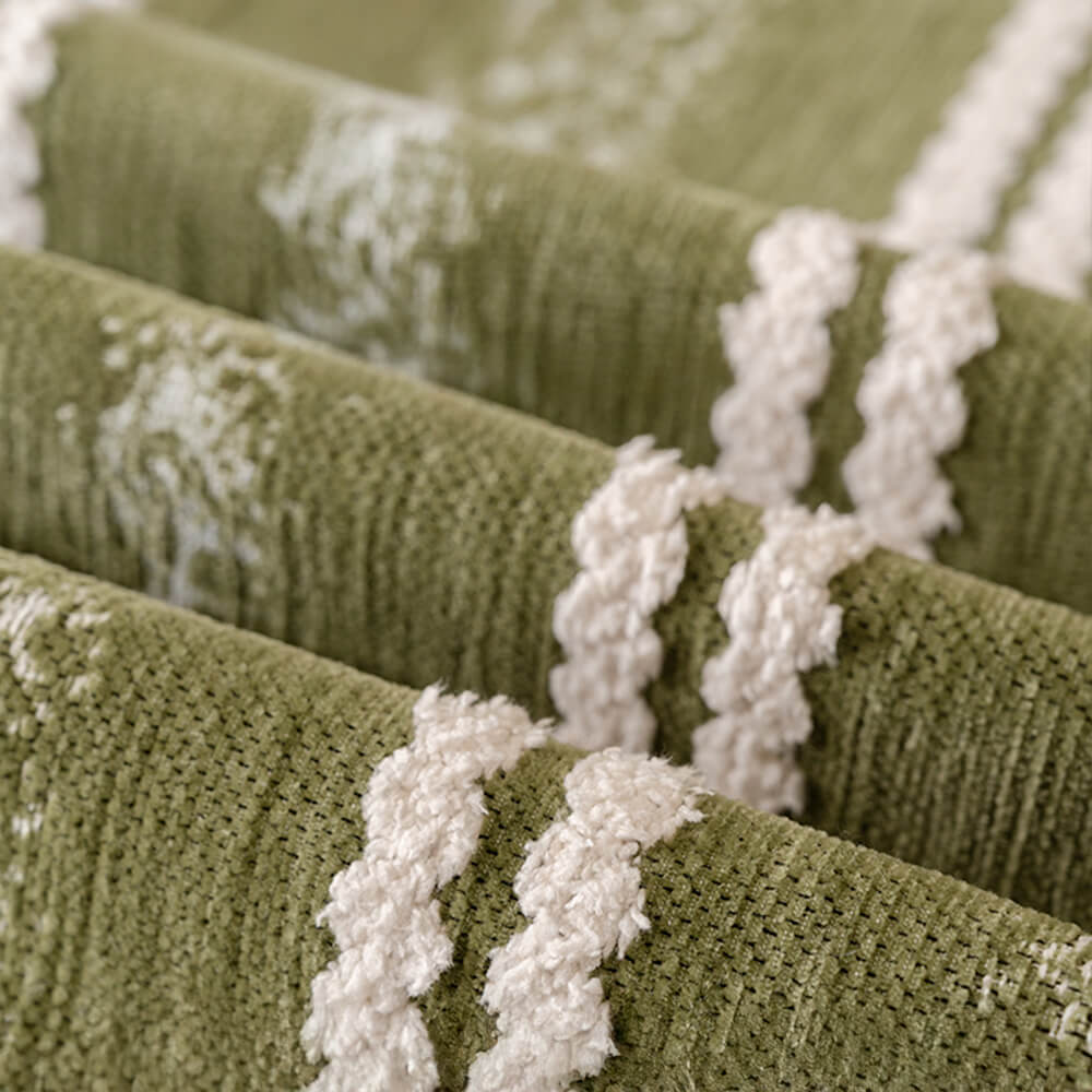 Cubierta de sofá de chenille con flecos de rayas decorativas