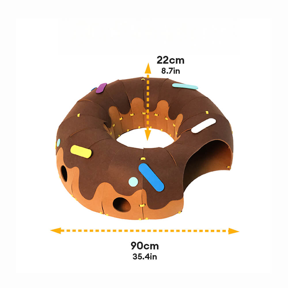 Túnel de juego de fieltro en forma de dona para gatos - Divertido y acogedor túnel para gatos