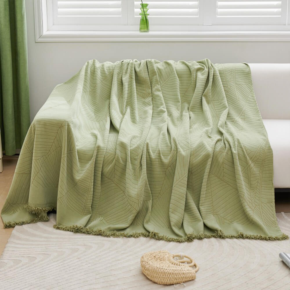 Funda de sofá chenille de gran hoja de cobertura completa, gruesa y antirayaduras