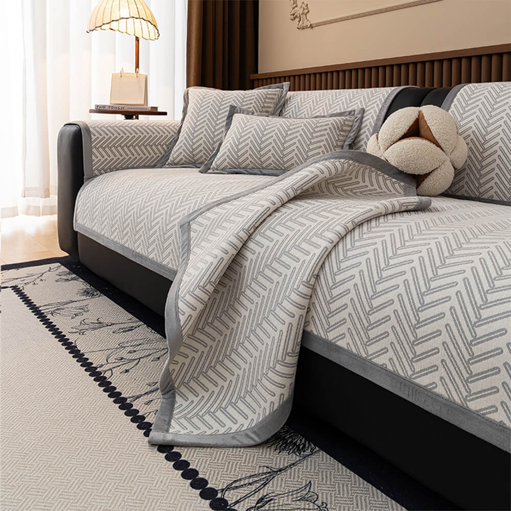 Cubierta moderna de Herringbone Chenille Chenille anti-scratch sin deslizamiento