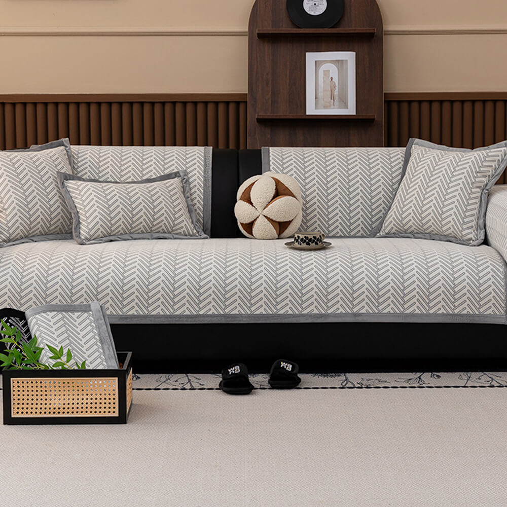 Cubierta moderna de Herringbone Chenille Chenille anti-scratch sin deslizamiento