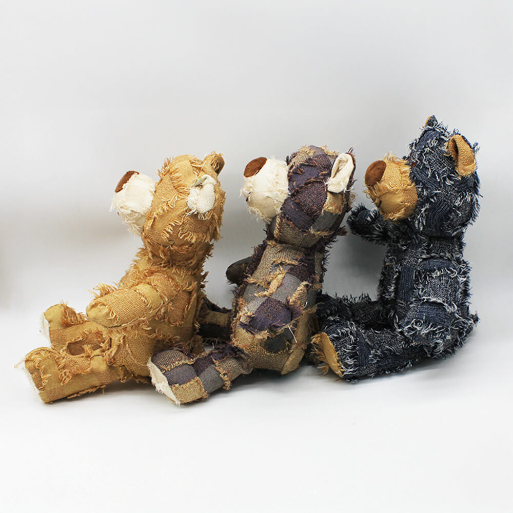 Oso de peluche para perros masticable, duradero y rústico, de mezclilla