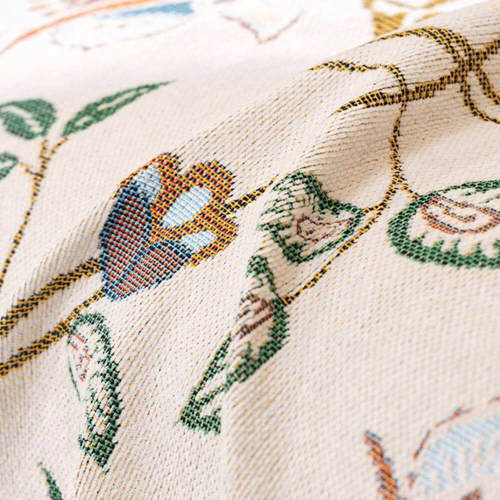 Funda de sofá de jacquard de chenilla floral botánico vintage