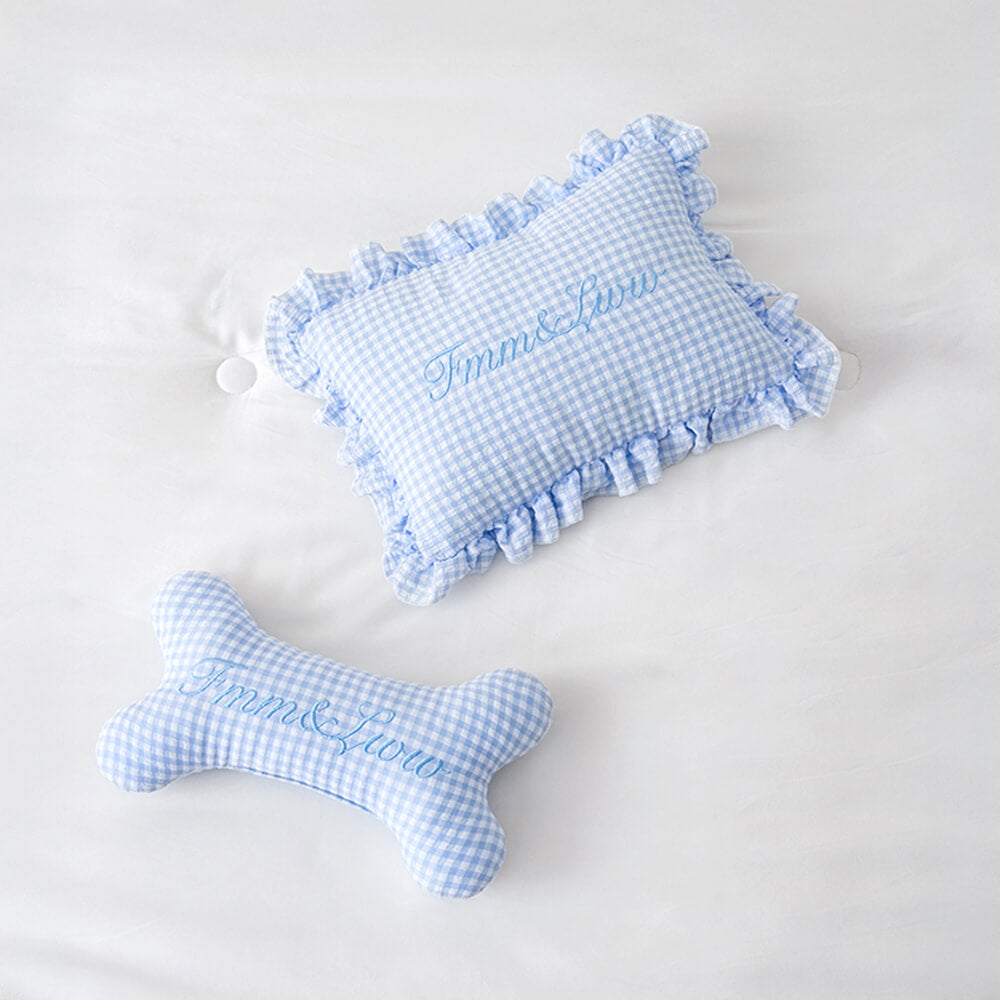Cama para perros y gatos de tartán suave, lavable, con almohadas