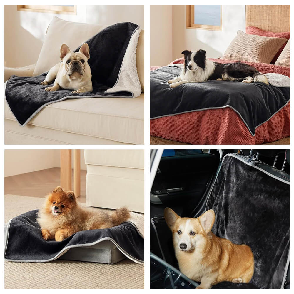 Manta de felpa reversible para mascotas, acogedora y protectora