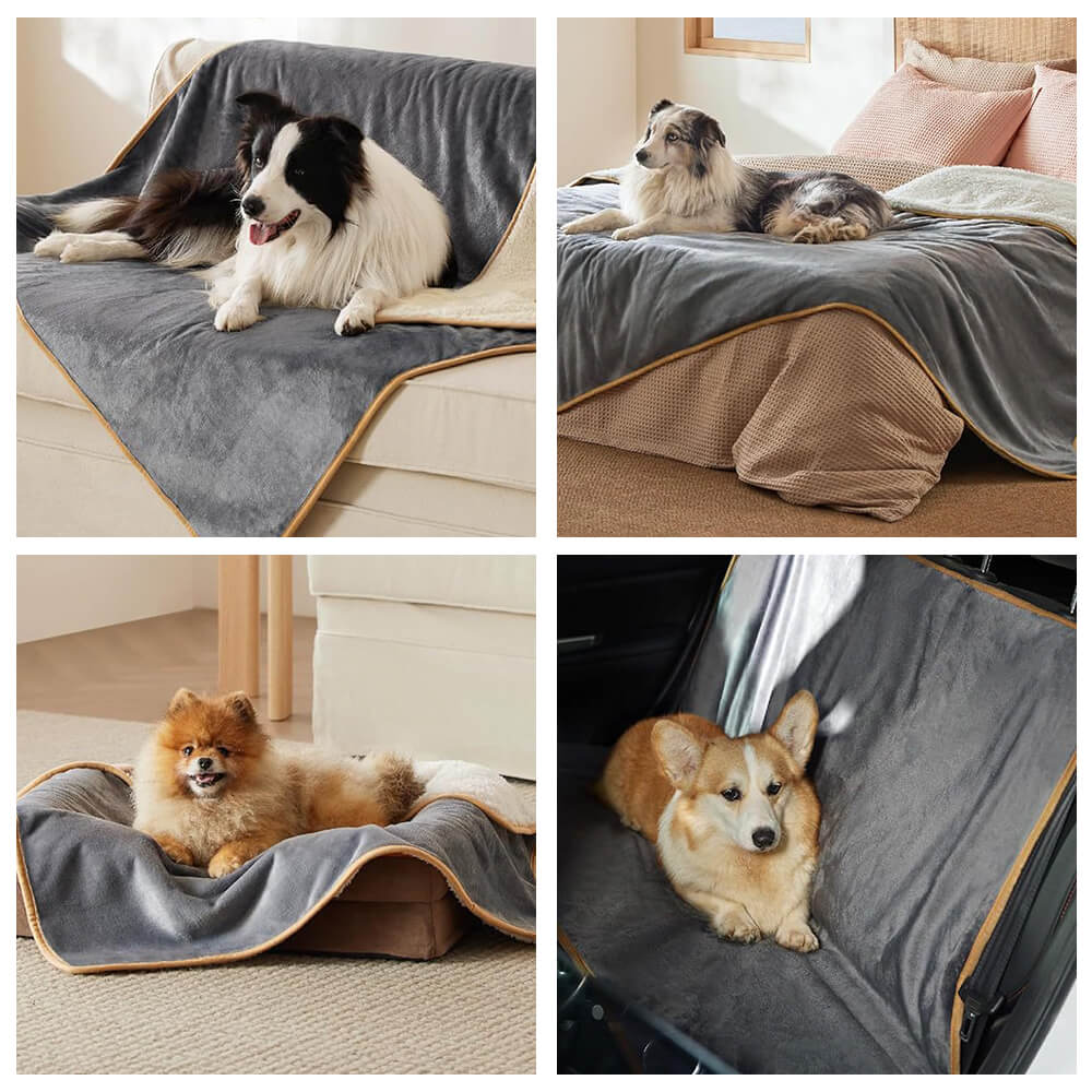 Manta de felpa reversible para mascotas, acogedora y protectora