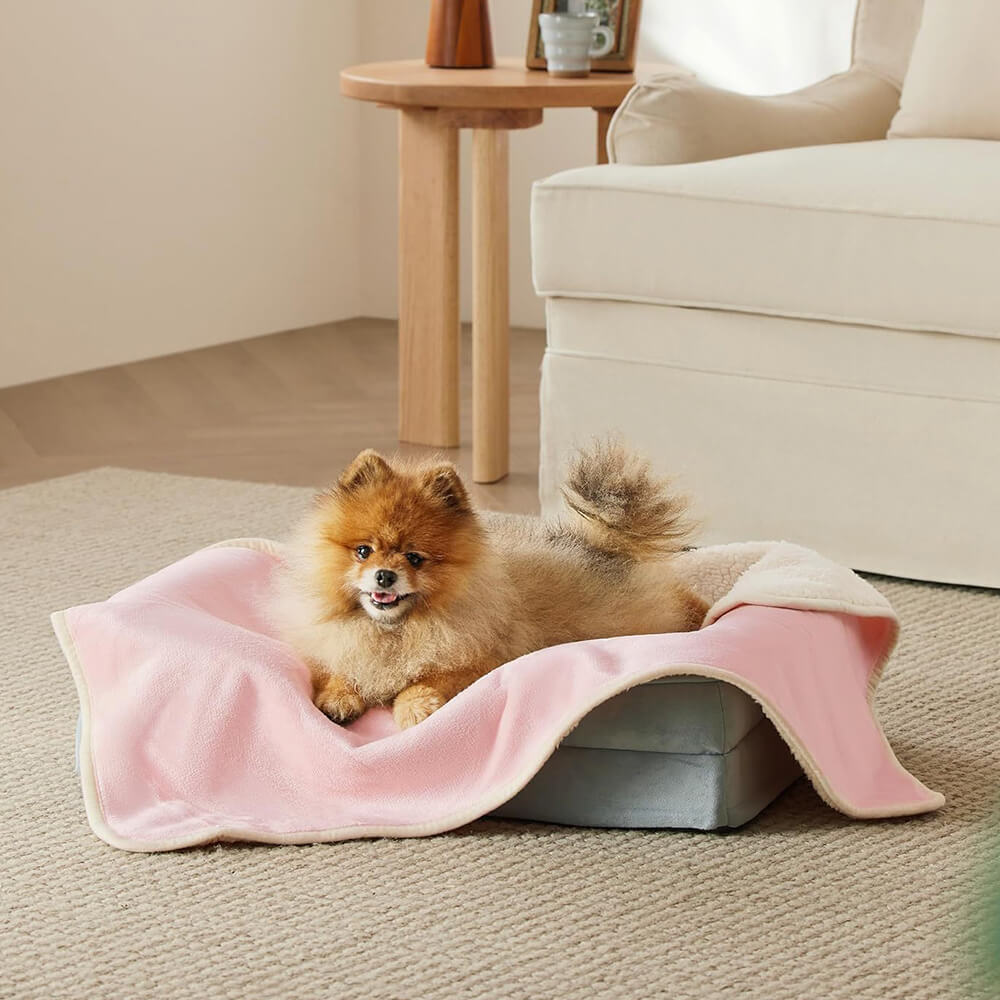 Manta de felpa reversible para mascotas, acogedora y protectora