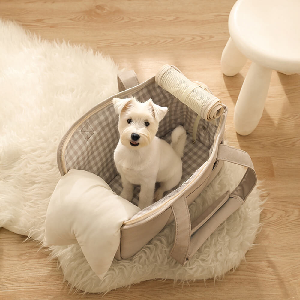 Bolsa transportadora para perros y gatos con estilo, a rayas y amigable para viajar
