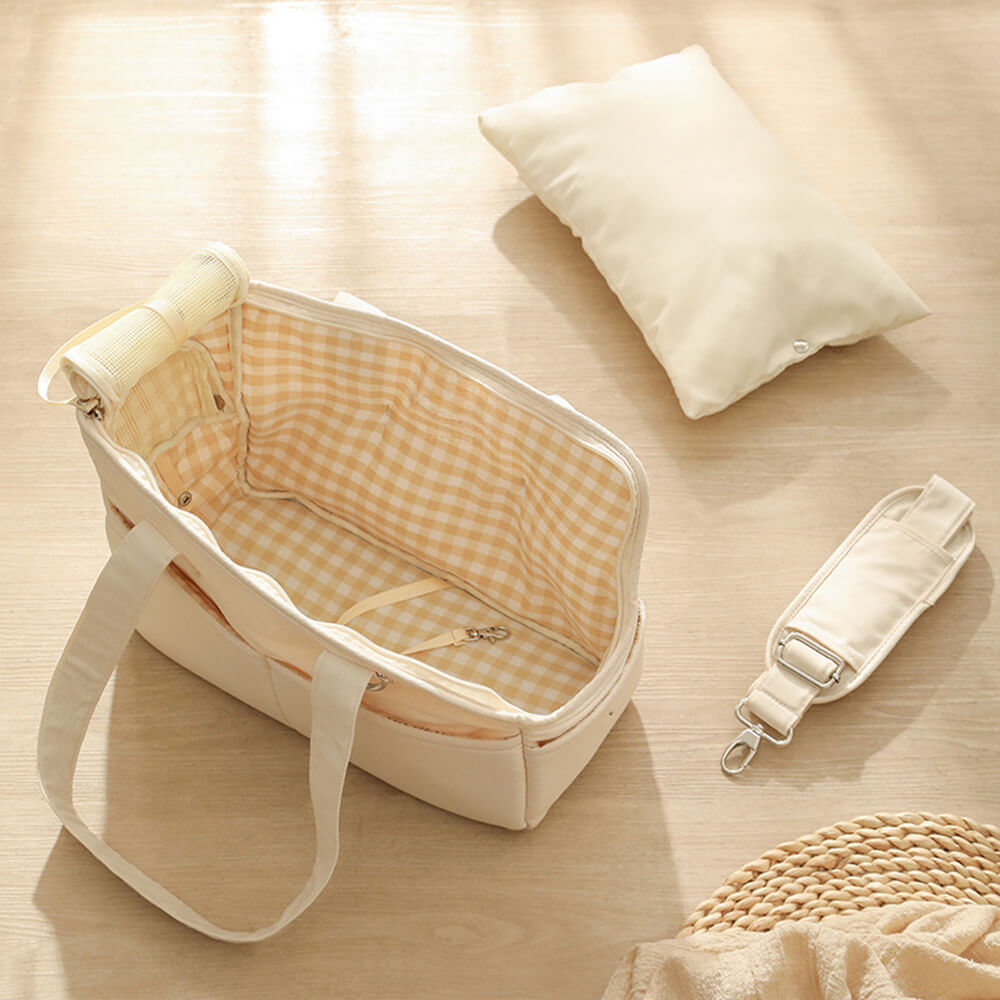 Bolsa transportadora para perros y gatos con estilo, a rayas y amigable para viajar