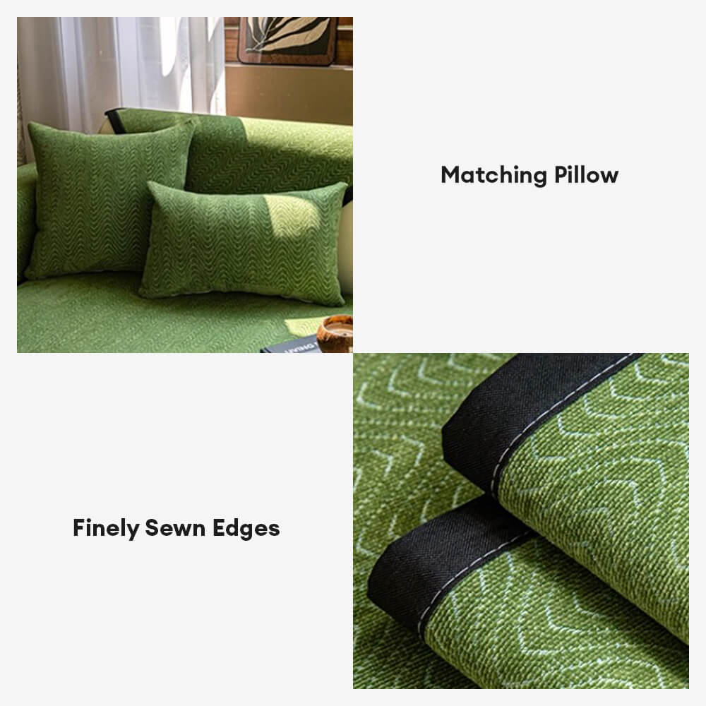 Chenille Anti-Slip Cat-Scratch Resistente a la textura ondulada Cubierta del sofá Premium