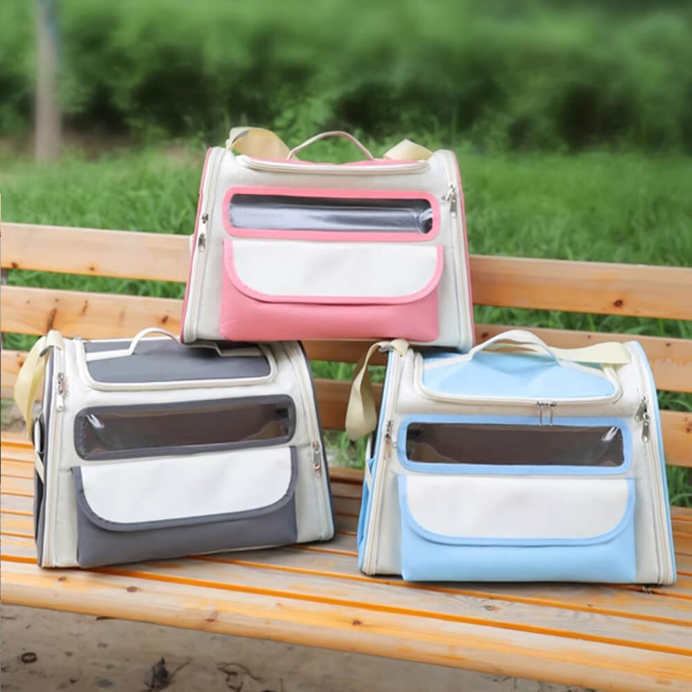 Bolso bandolera multi-bolsillos con diseño en bloques de color para transportar gatos
