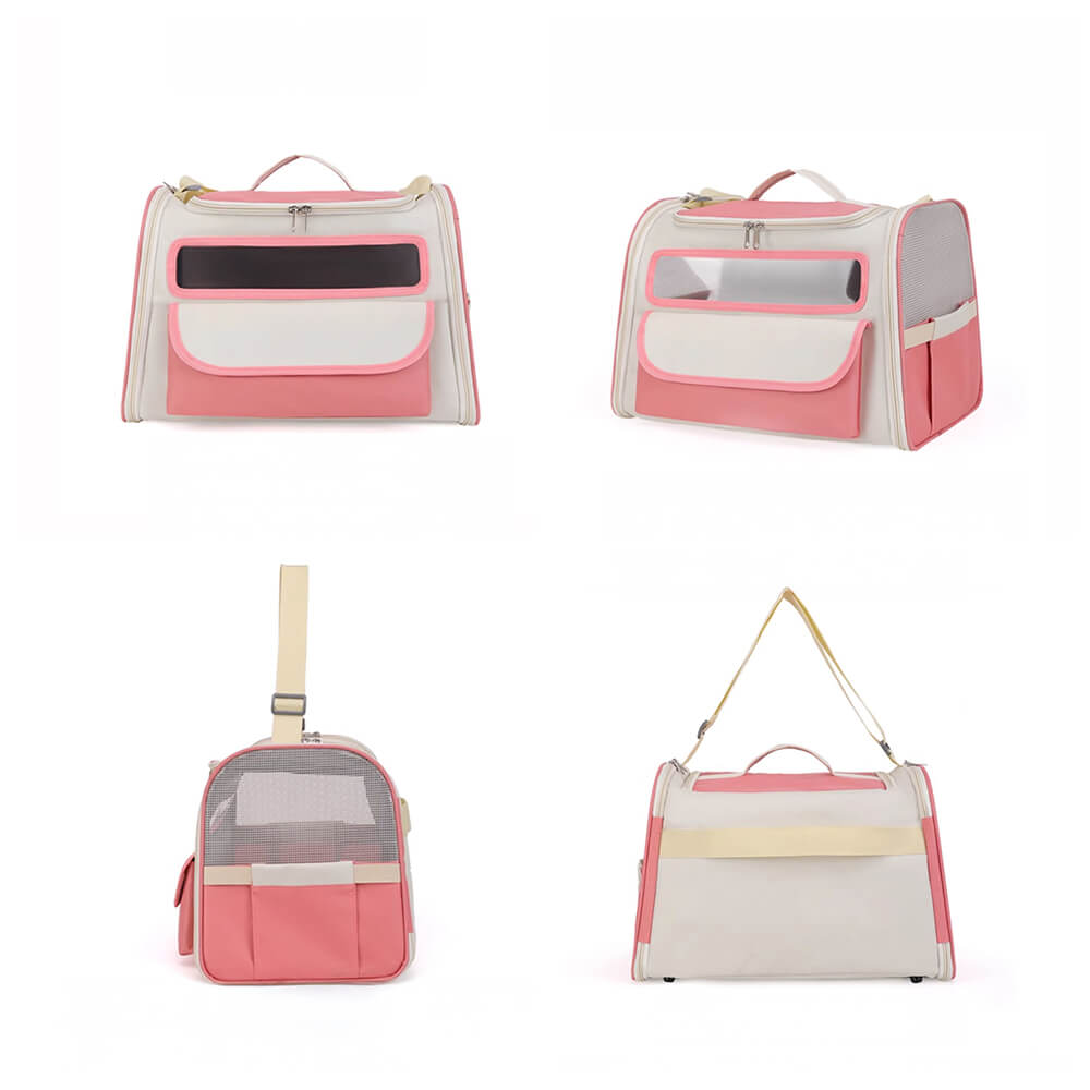 Bolso bandolera multi-bolsillos con diseño en bloques de color para transportar gatos