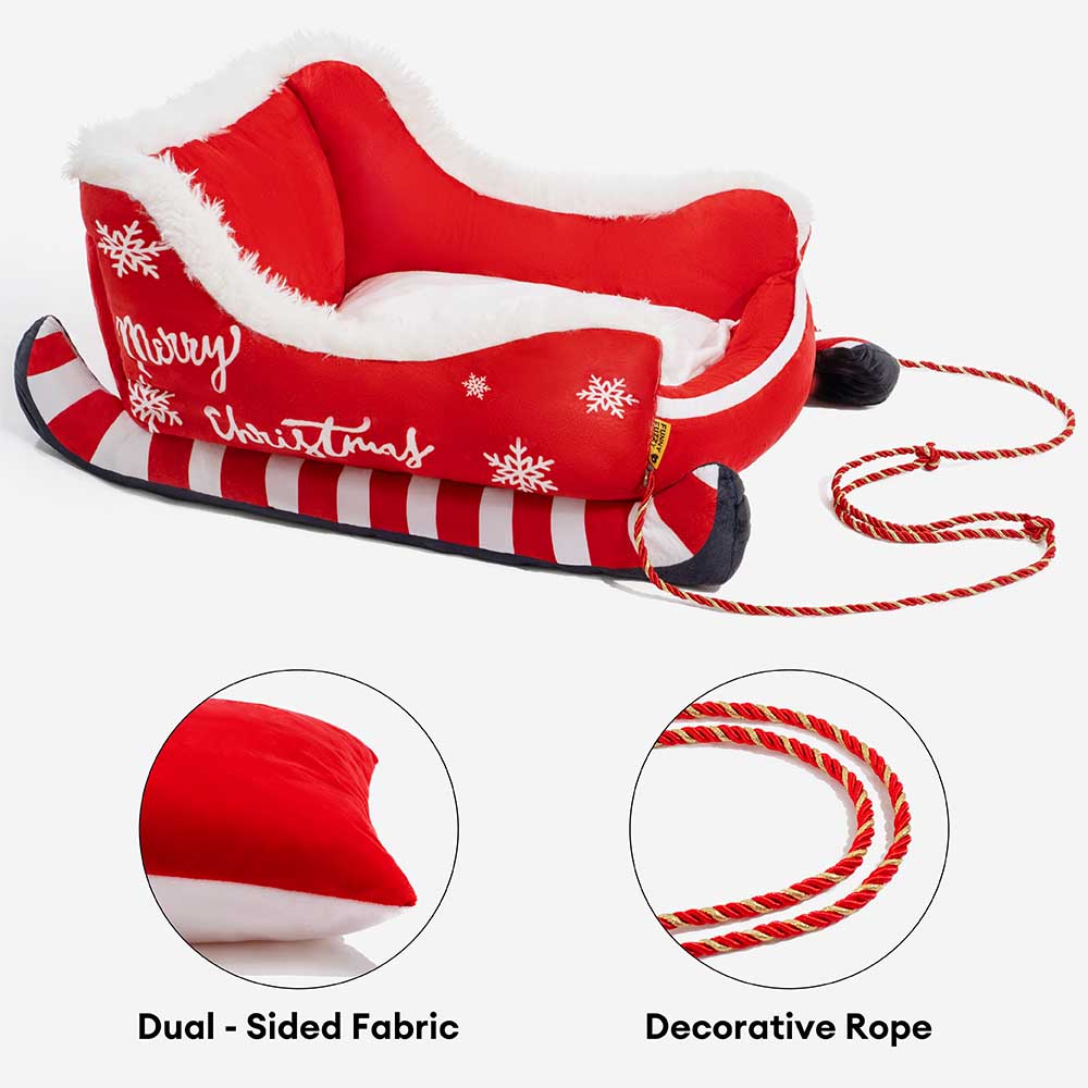 Cama festiva y acogedora para perros: trineo navideño