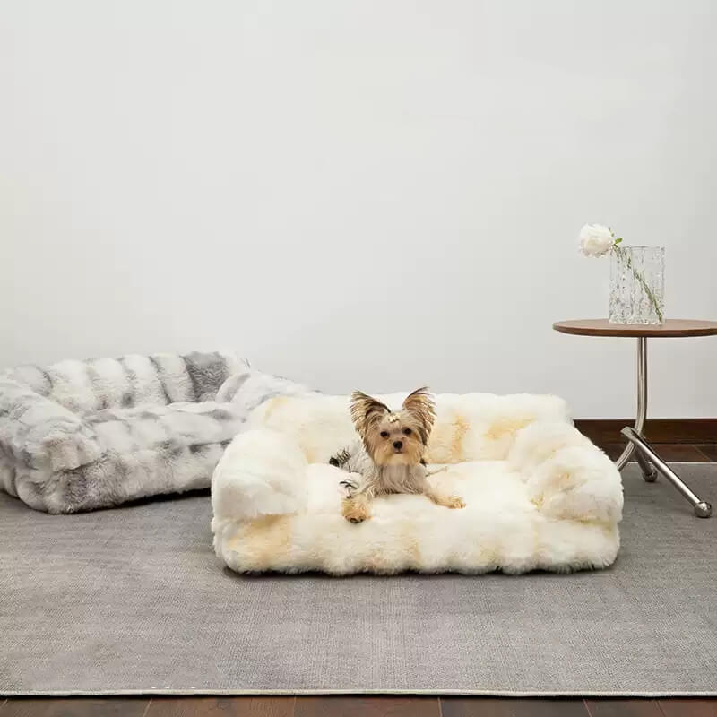 Fluffy Plush espesada acogedora cama calmante de mascotas para perro sofá cama de gato