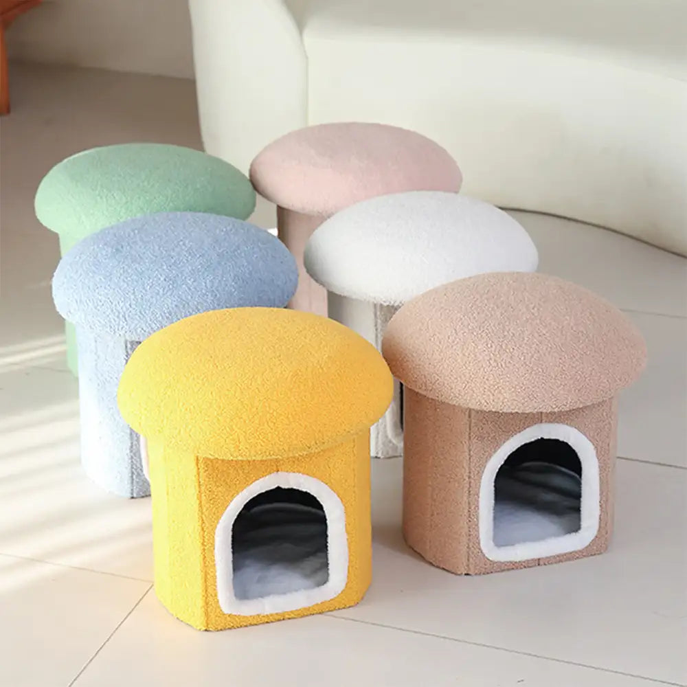 Casa para mascotas tipo otomano portátil, cueva para gatos plegable