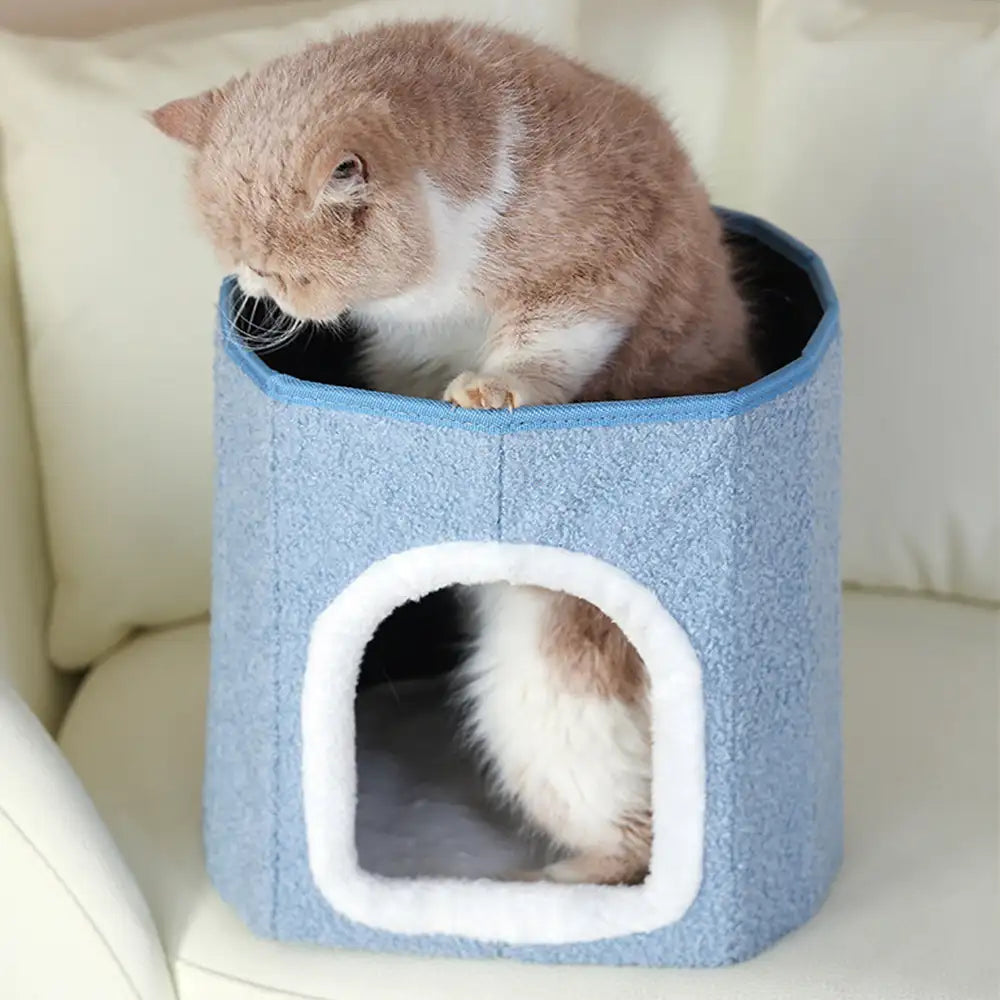 Casa para mascotas tipo otomano portátil, cueva para gatos plegable