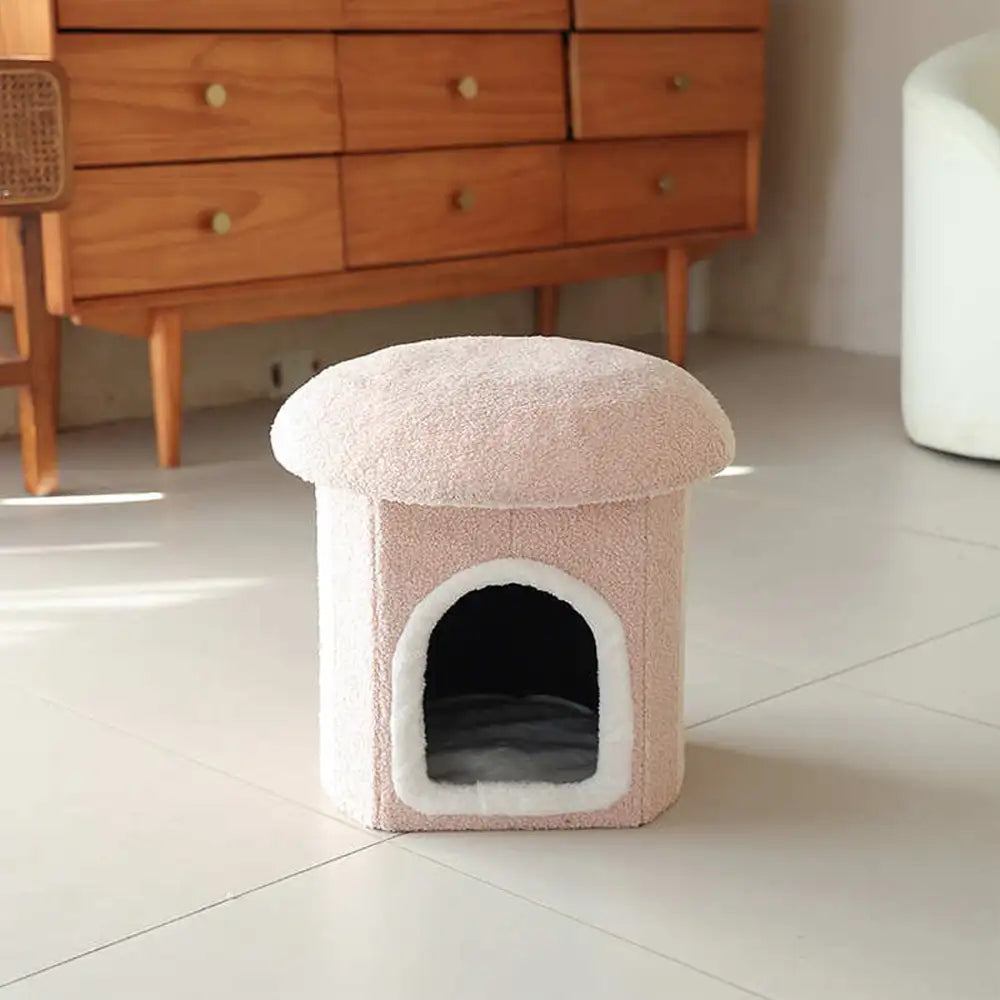 Casa para mascotas tipo otomano portátil, cueva para gatos plegable