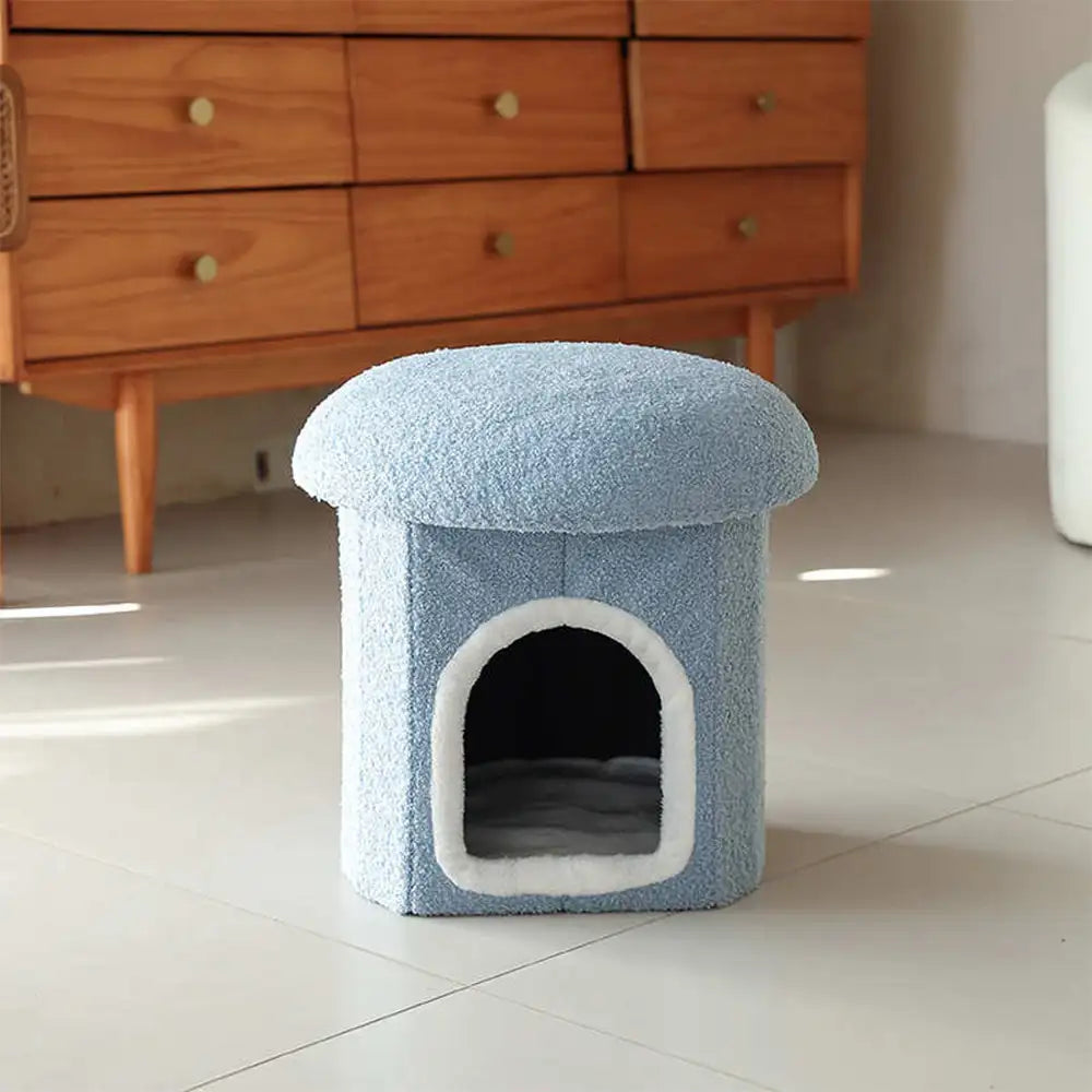 Casa para mascotas tipo otomano portátil, cueva para gatos plegable