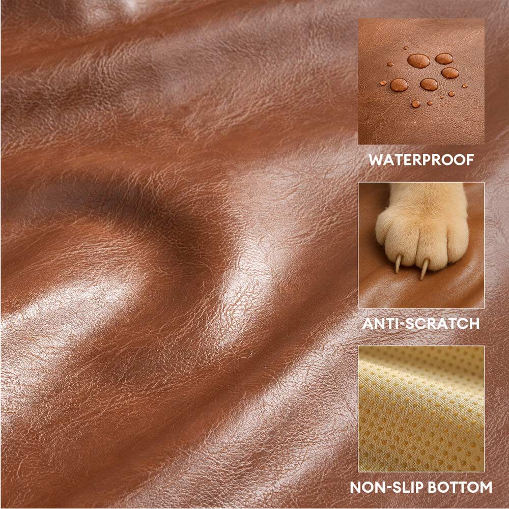 Cama para perros de lujo de cuero sintético impermeable y desmontable