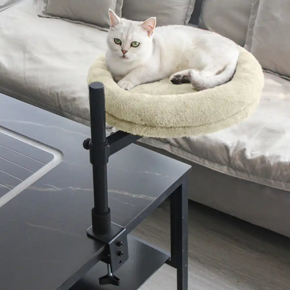 Hamaca para gatos de oficina ajustable y giratoria con soporte de hierro