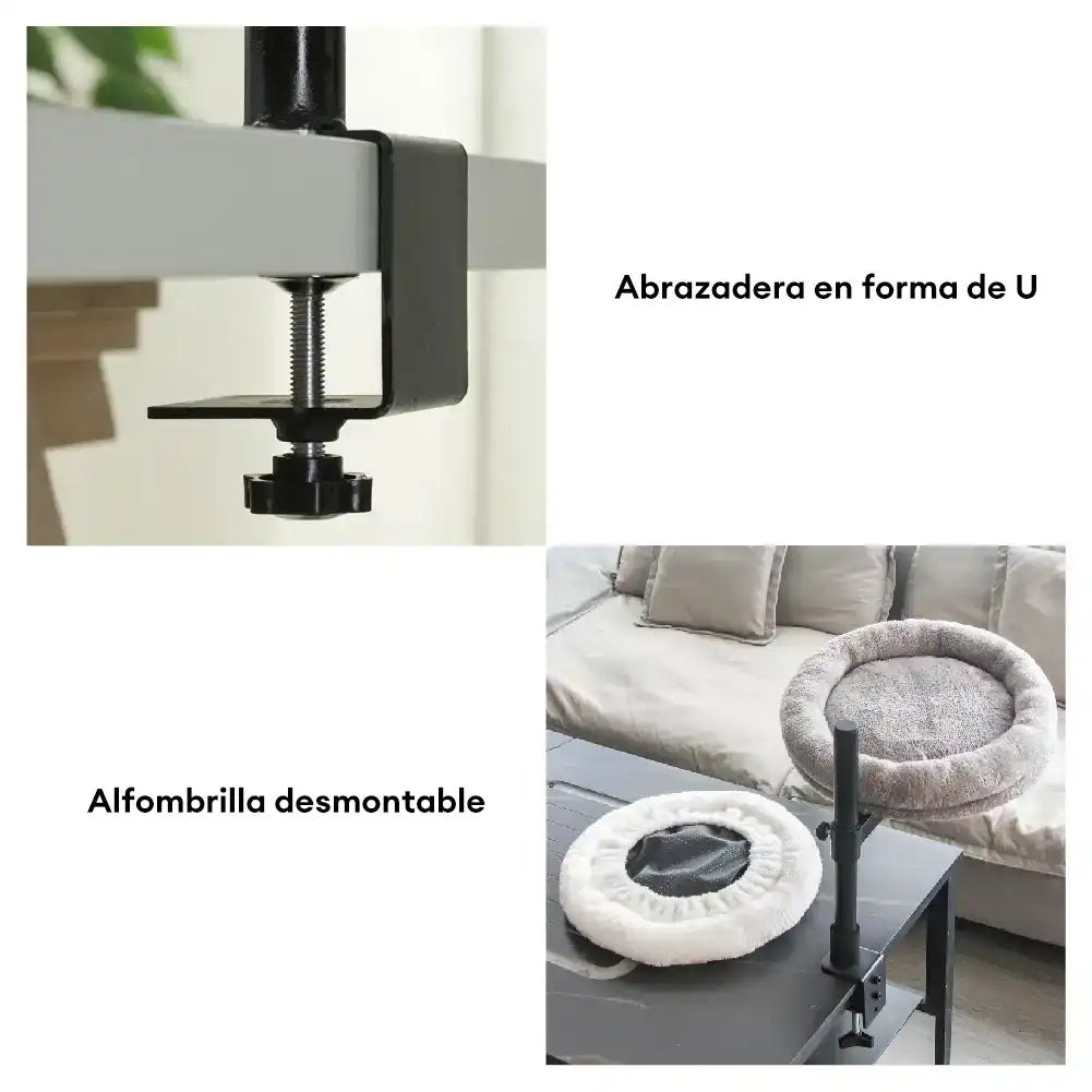 Hamaca para gatos de oficina ajustable y giratoria con soporte de hierro