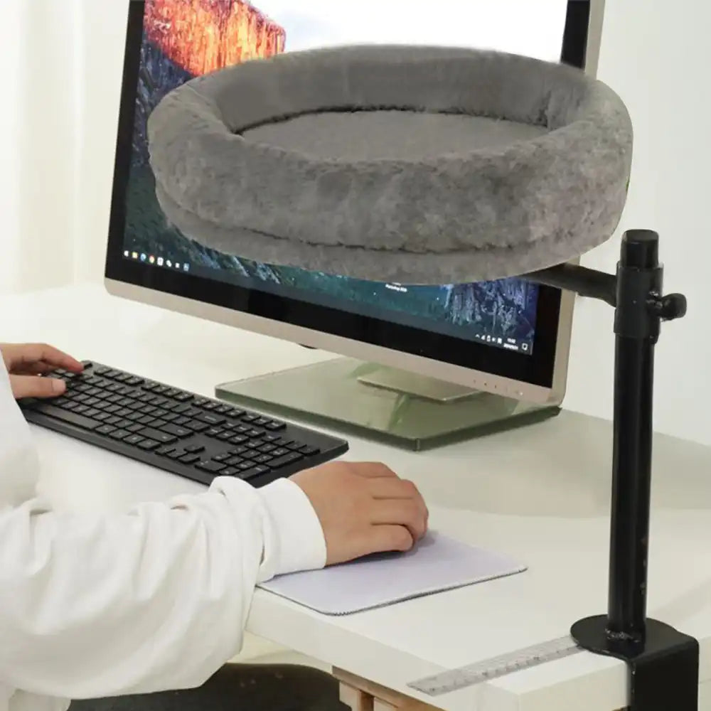 Hamaca para gatos de oficina ajustable y giratoria con soporte de hierro