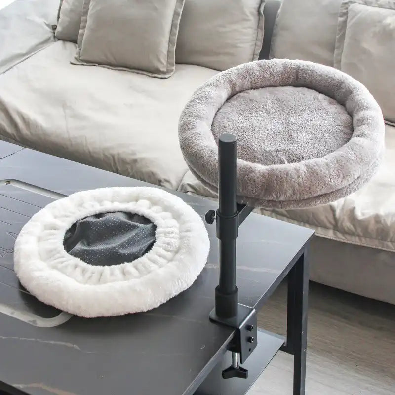 Hamaca para gatos de oficina ajustable y giratoria con soporte de hierro