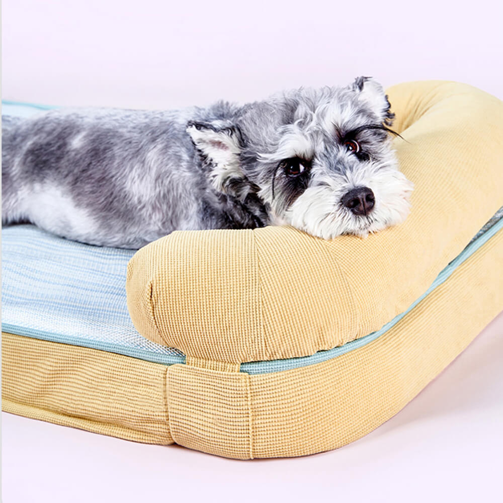 Cama ortopédica para perros transpirable de temporada con forro impermeable y almohada