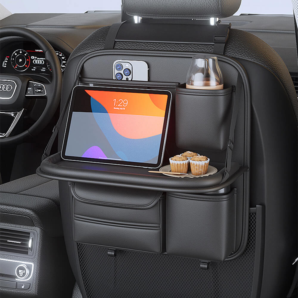 Organizador plegable del asiento trasero del automóvil con mesa de bandeja