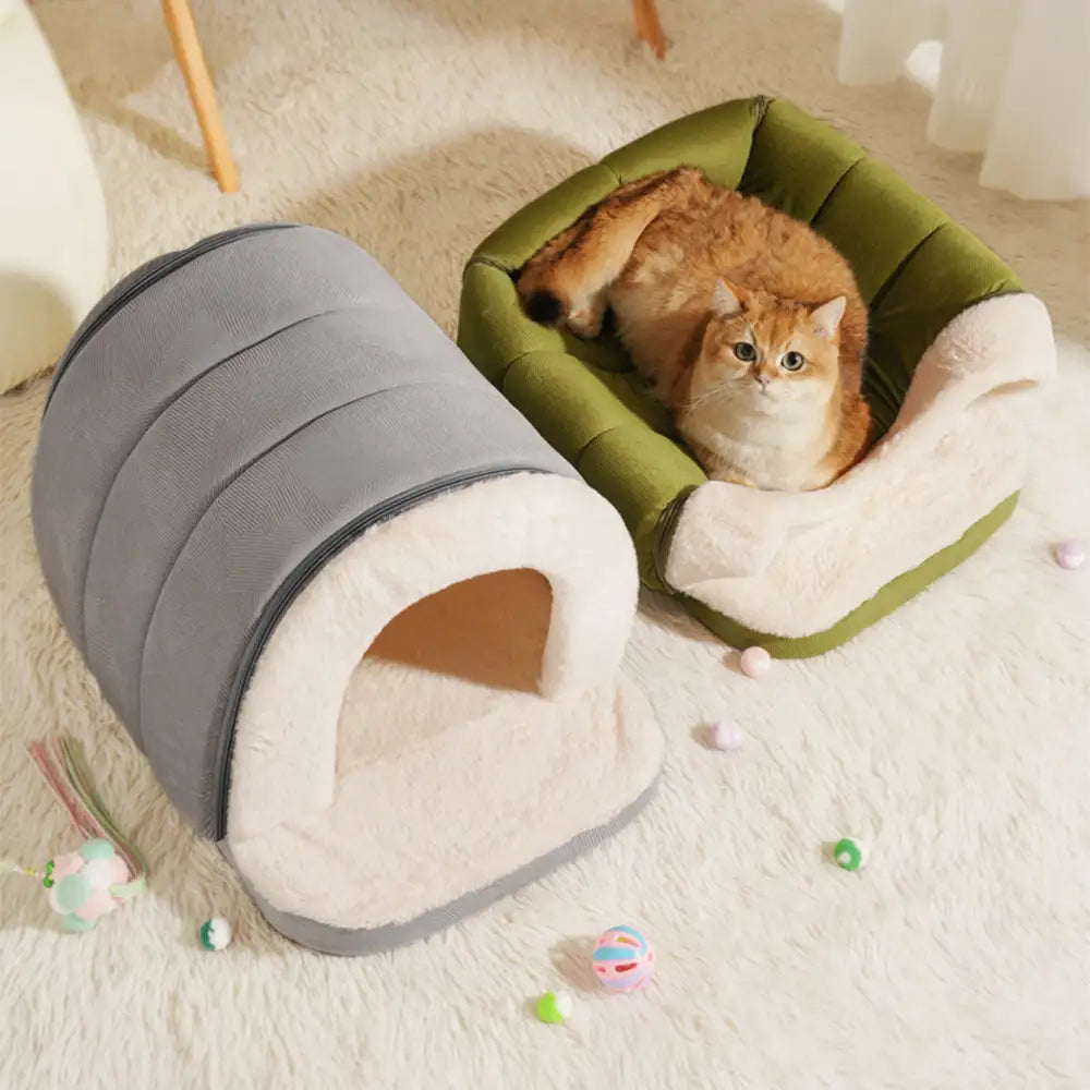 Cueva de estilo cálido para dormir profundamente, acogedora, casa para gatos y perros