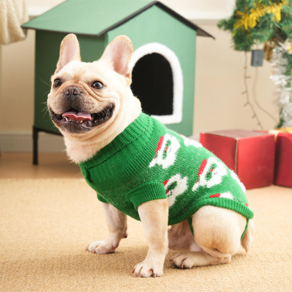 Suéter de punto de perros de cuello de tortuga navideño para perros y propietario