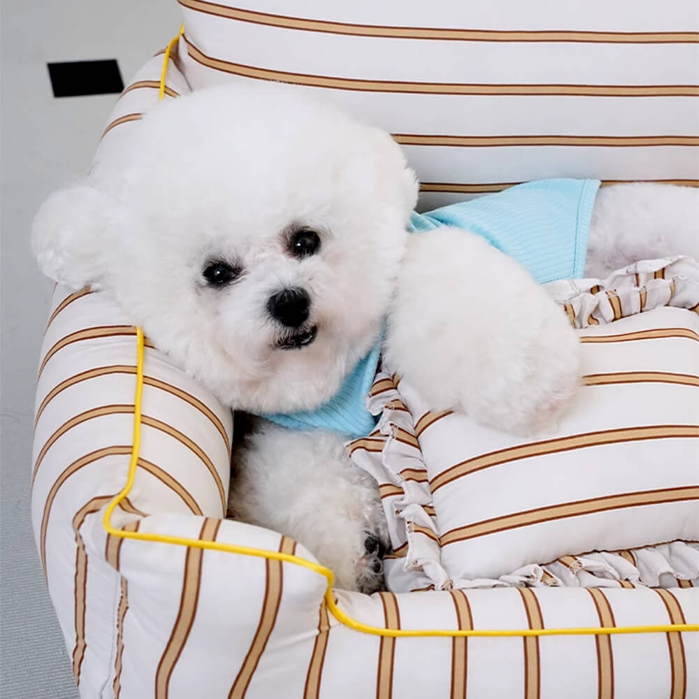 Cama de sofá para perros y gatos de algodón con almohada de cobertura total