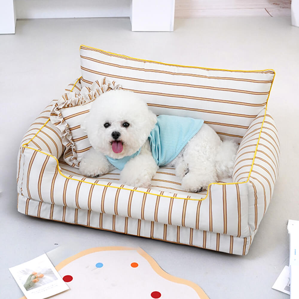 Cama de sofá para perros y gatos de algodón con almohada de cobertura total