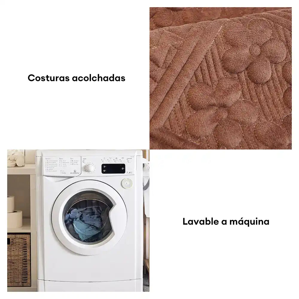 Funda de sofá suave de felpa acolchada con patrón geométrico en relieve antideslizante