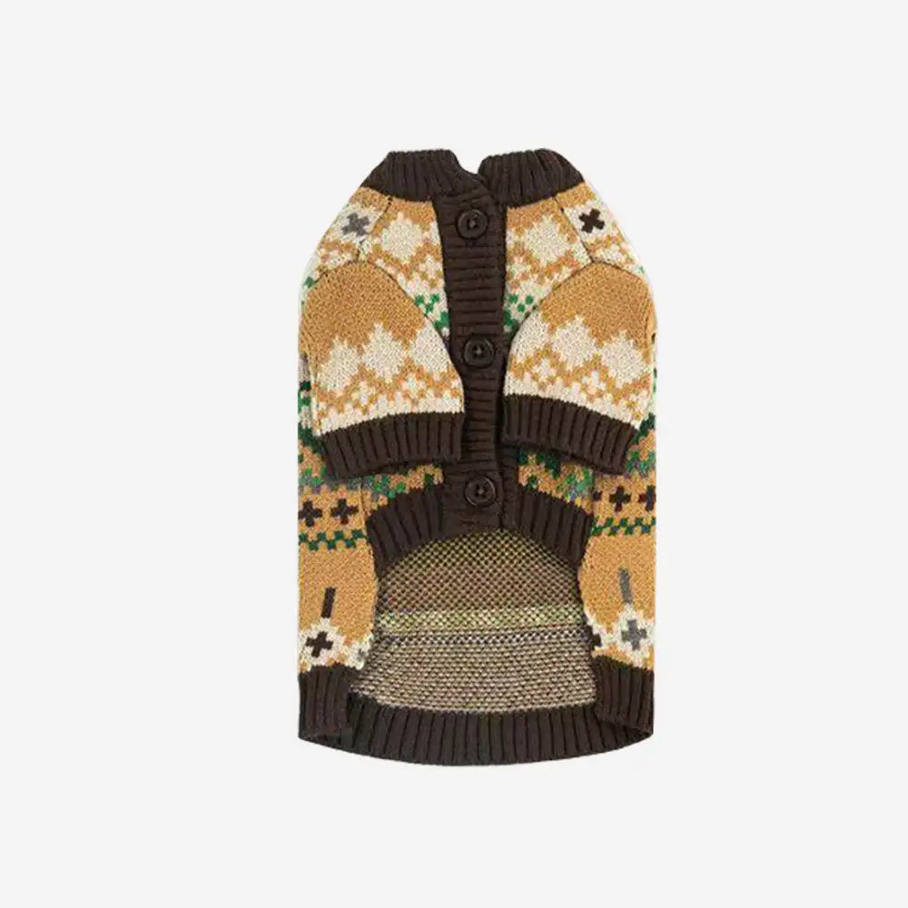 Fair Isle Vintage Pattern Dachshund And Small To Medium-Sized Dog Sweater