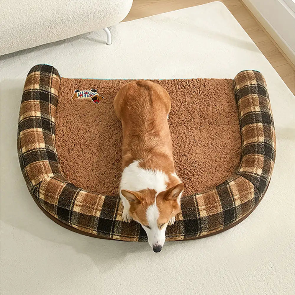 Faux Lambswool U-Shaped Removable Washable Orthopedic Pet Bed