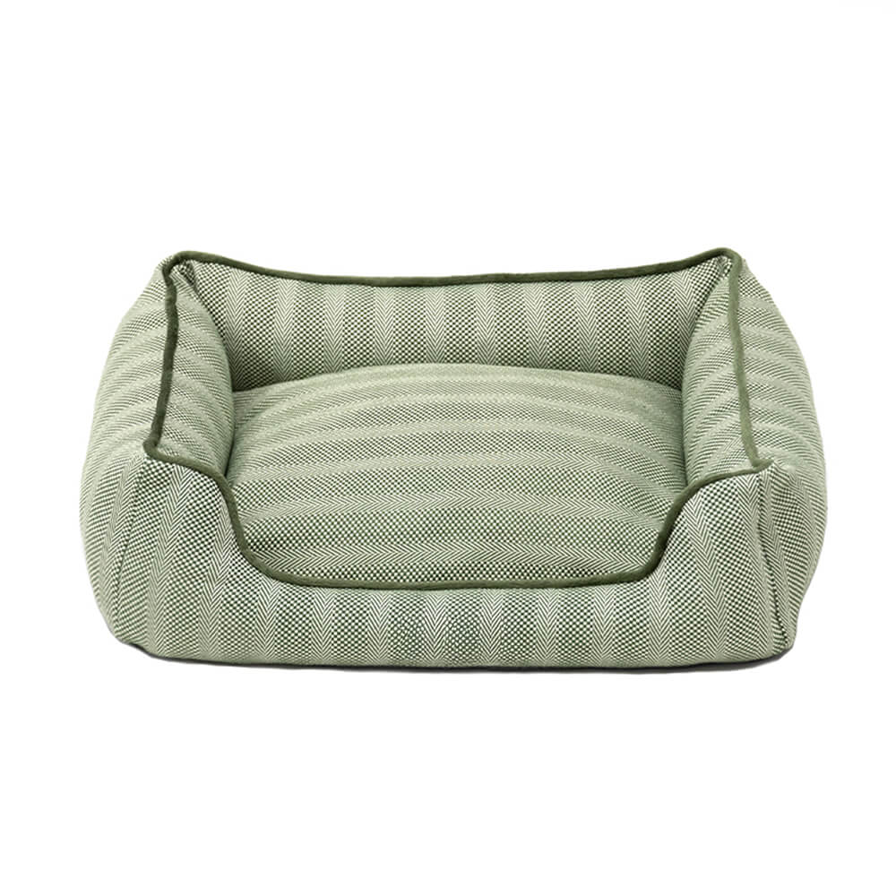 Cama para perro de lino sintético, resistente a mordiscos, antideslizante y lavable