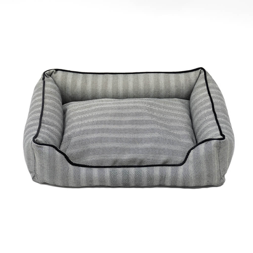 Cama para perro de lino sintético, resistente a mordiscos, antideslizante y lavable