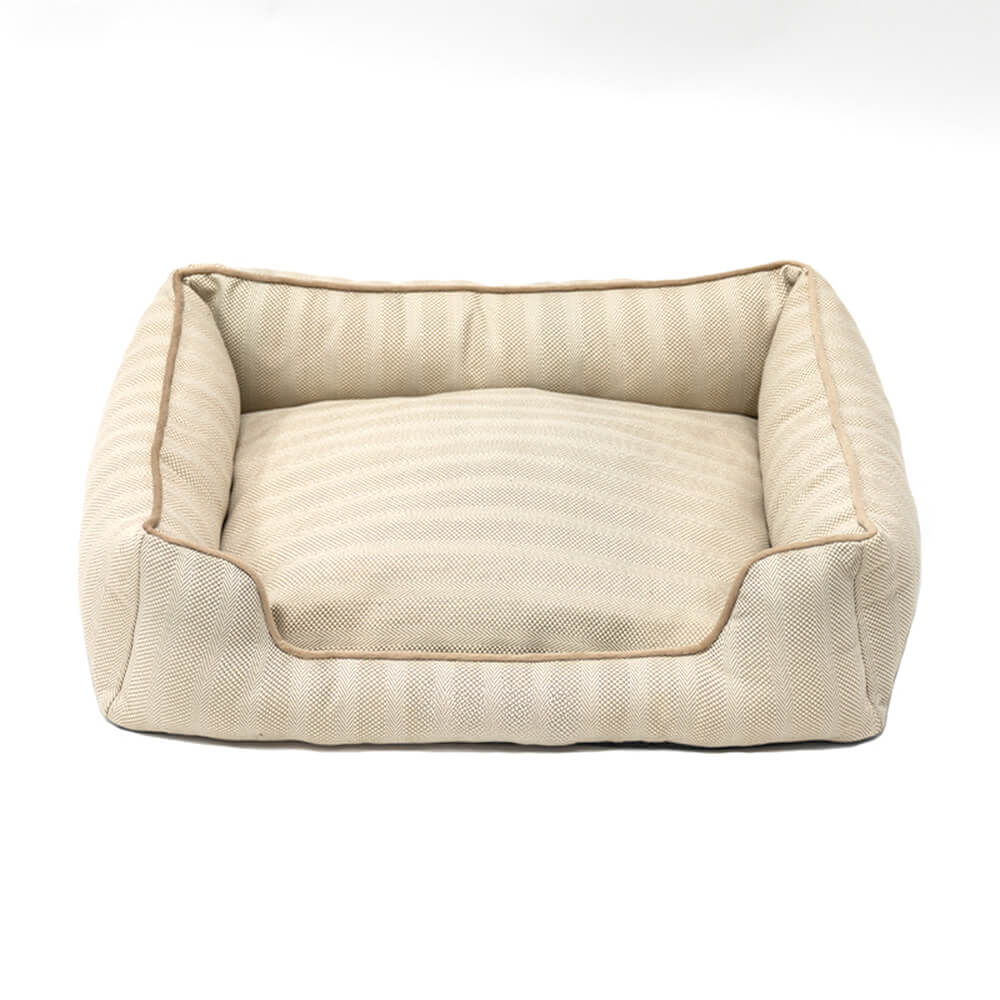 Cama para perro de lino sintético, resistente a mordiscos, antideslizante y lavable