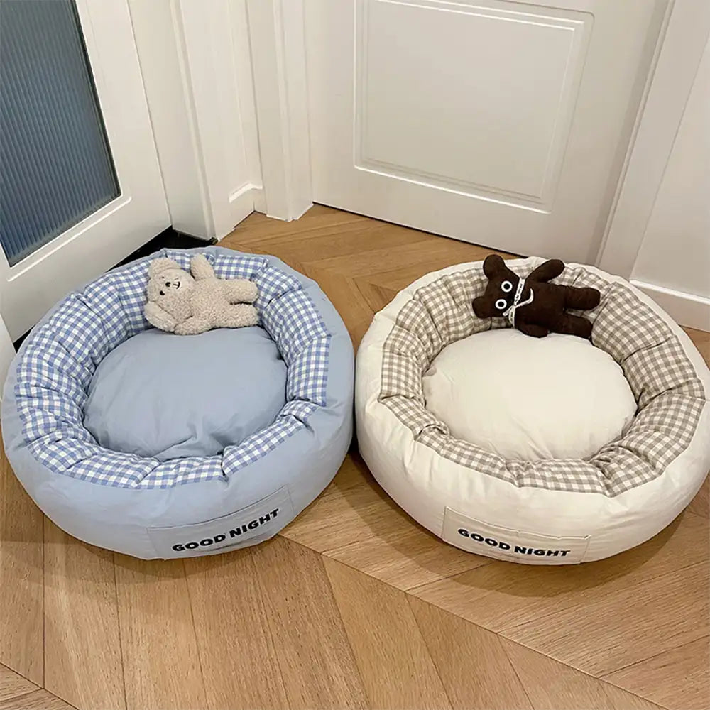 Buenas noches Cama para perros de sueño profundo y calmante con juguete de oso