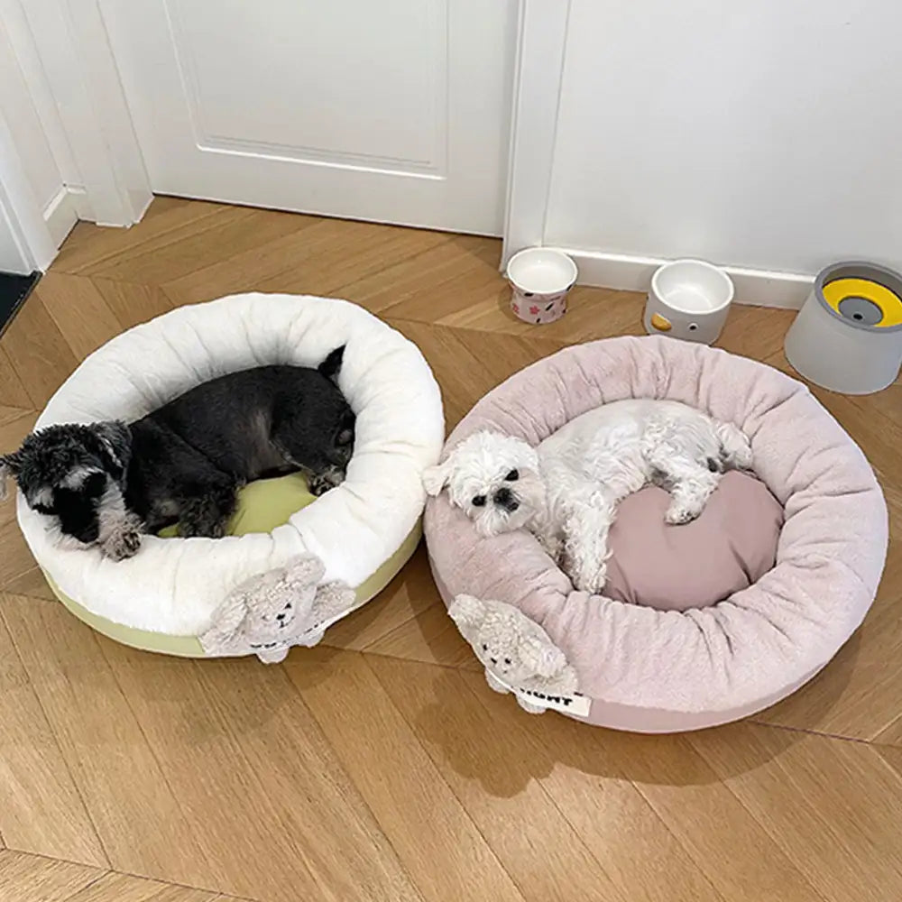 Buenas noches Cama para perros de sueño profundo y calmante con juguete de oso