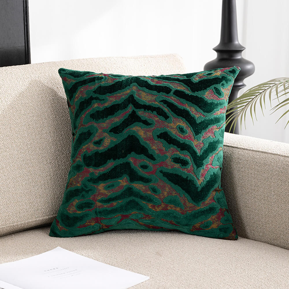 Oreiller de canapé de maison en velours coupé jacquard de luxe