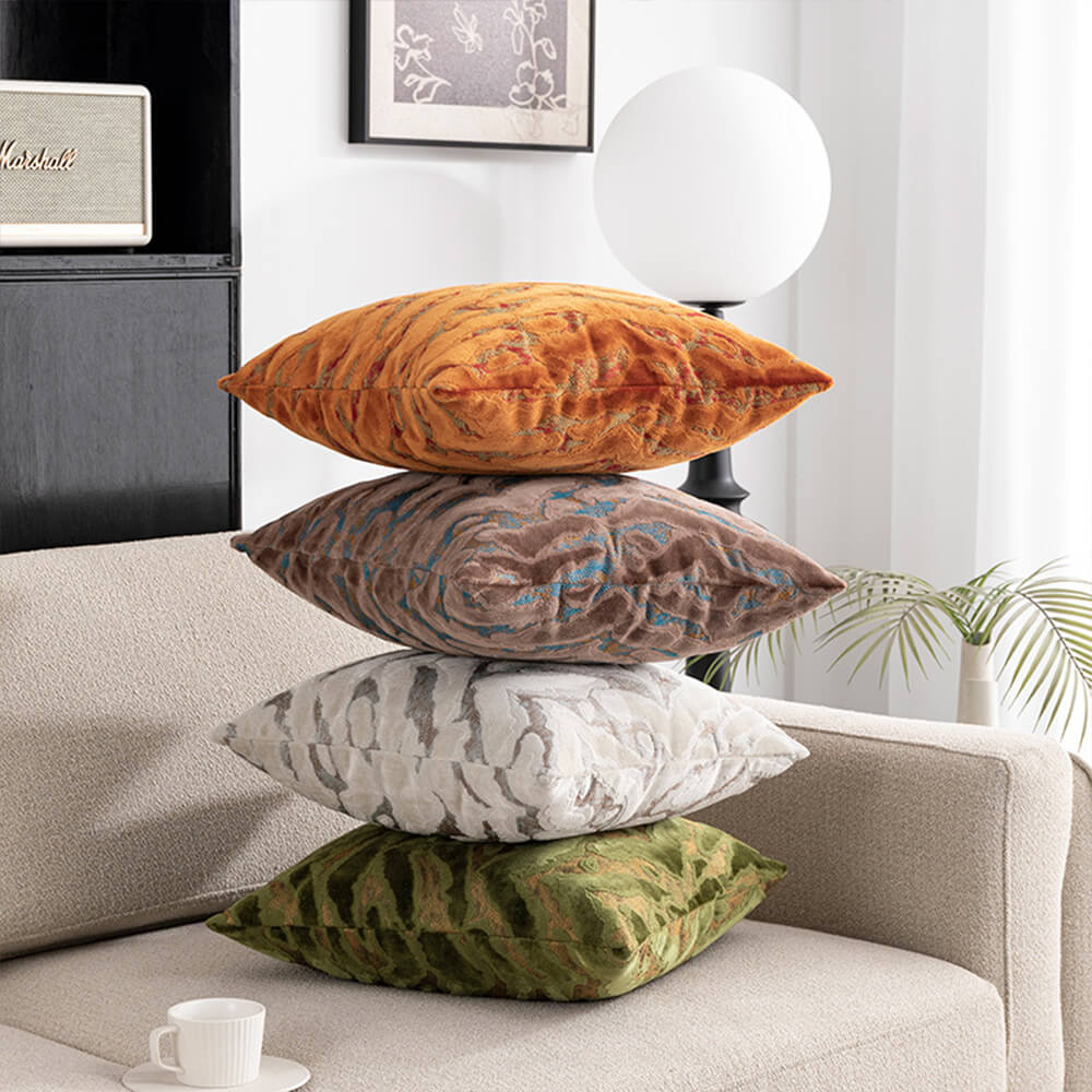 Oreiller de canapé de maison en velours coupé jacquard de luxe